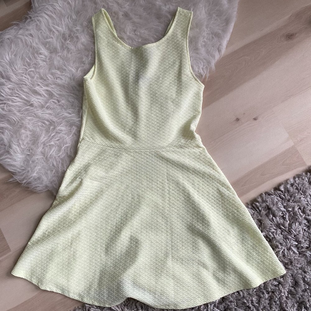 H&M Neon Pale Yellow Fit & Flair Skater Dress 10